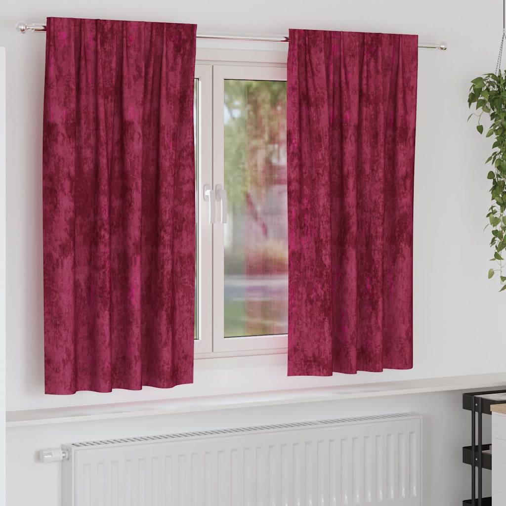 Samtvorhänge mit Vorhängen 2 pcs Weinrot 140 x 140 cm Samt