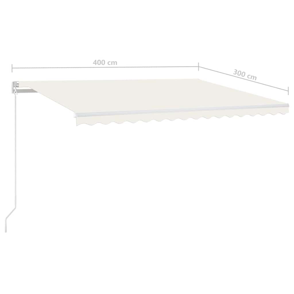 Markise Manuell Einziehbar mit LED 300x250 cm Blau und Weiß