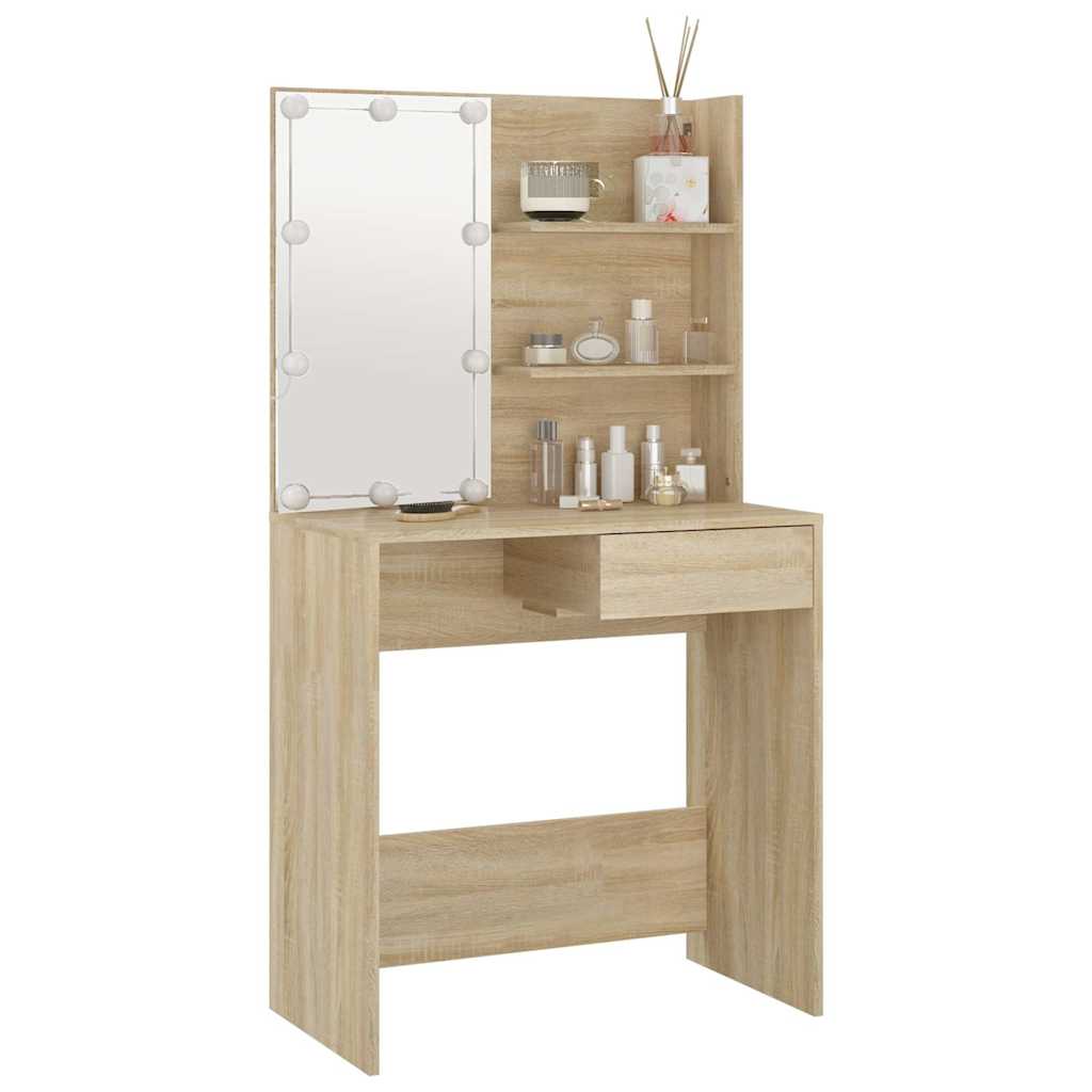 Schminktisch mit LED Weiß 74,5x40x141 cm