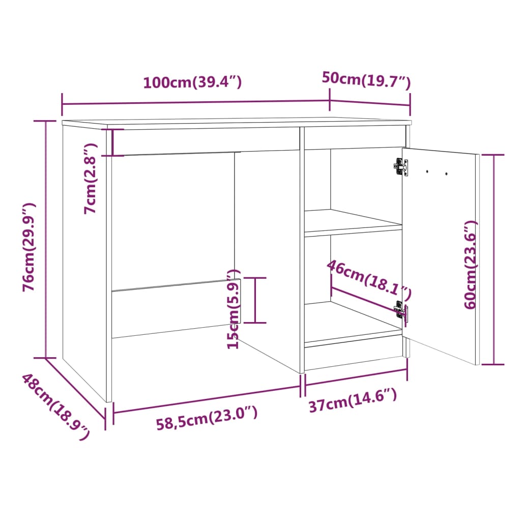 Schreibtisch Weiß 100×50×76 cm Holzwerkstoff