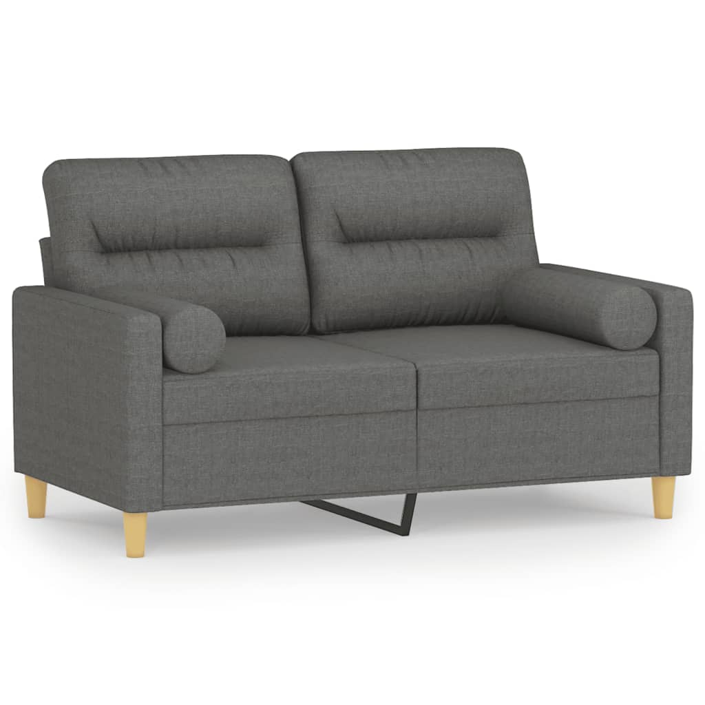 2-Sitzer-Sofa mit Zierkissen Braun 120 cm Stoff