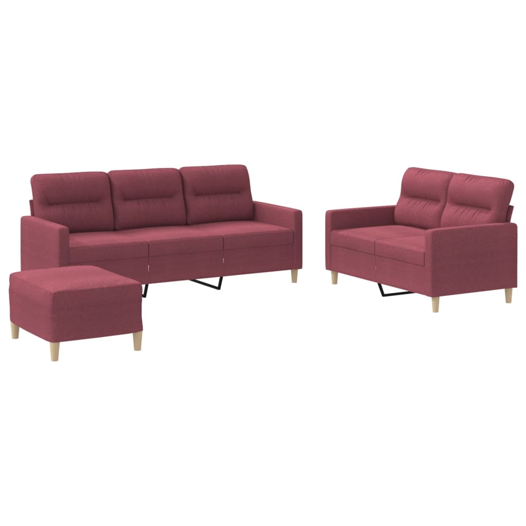 3-tlg. Sofagarnitur mit Kissen Taupe Stoff