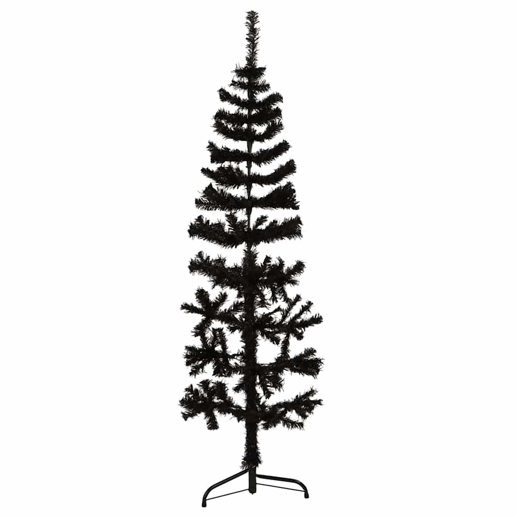 Künstlicher Halb-Weihnachtsbaum mit Ständer Schlank Weiß 180 cm