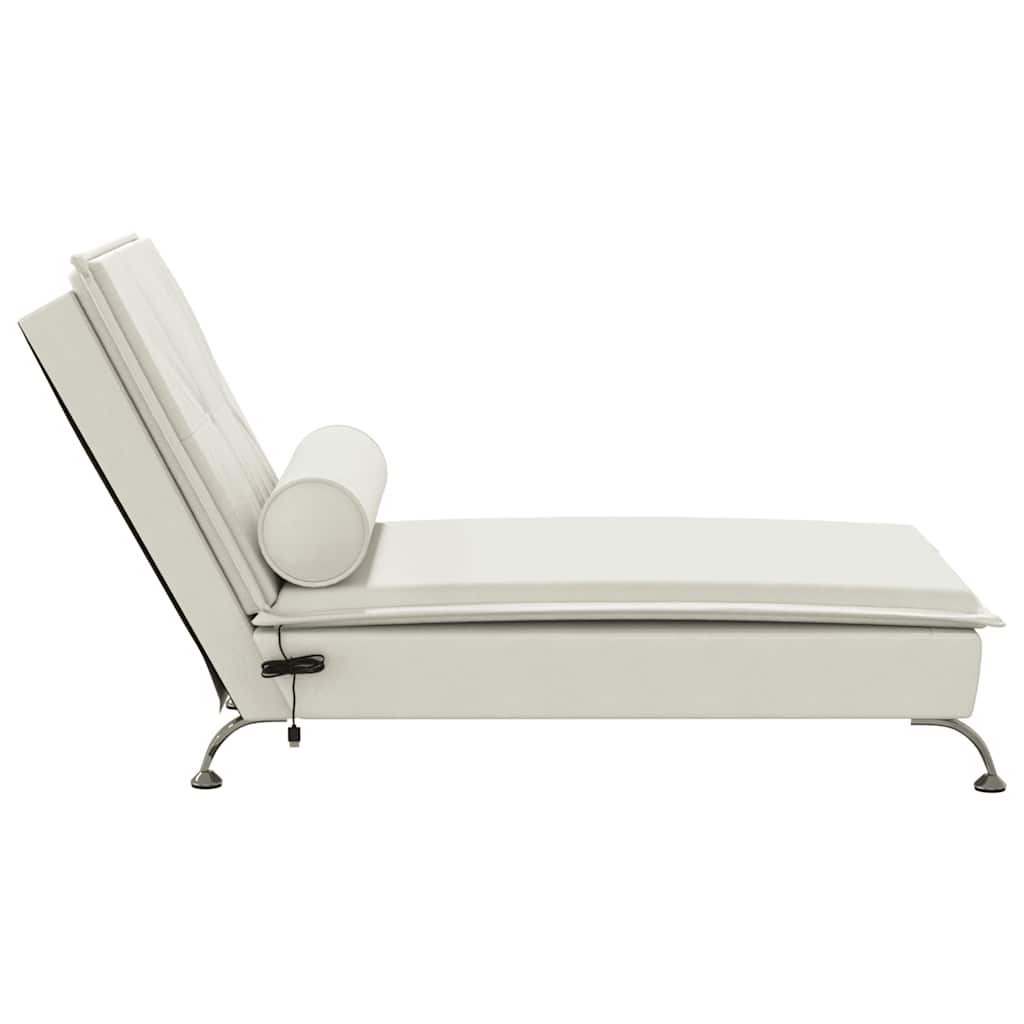 Massage-Chaiselongue mit Nackenrolle Hellgrau Samt