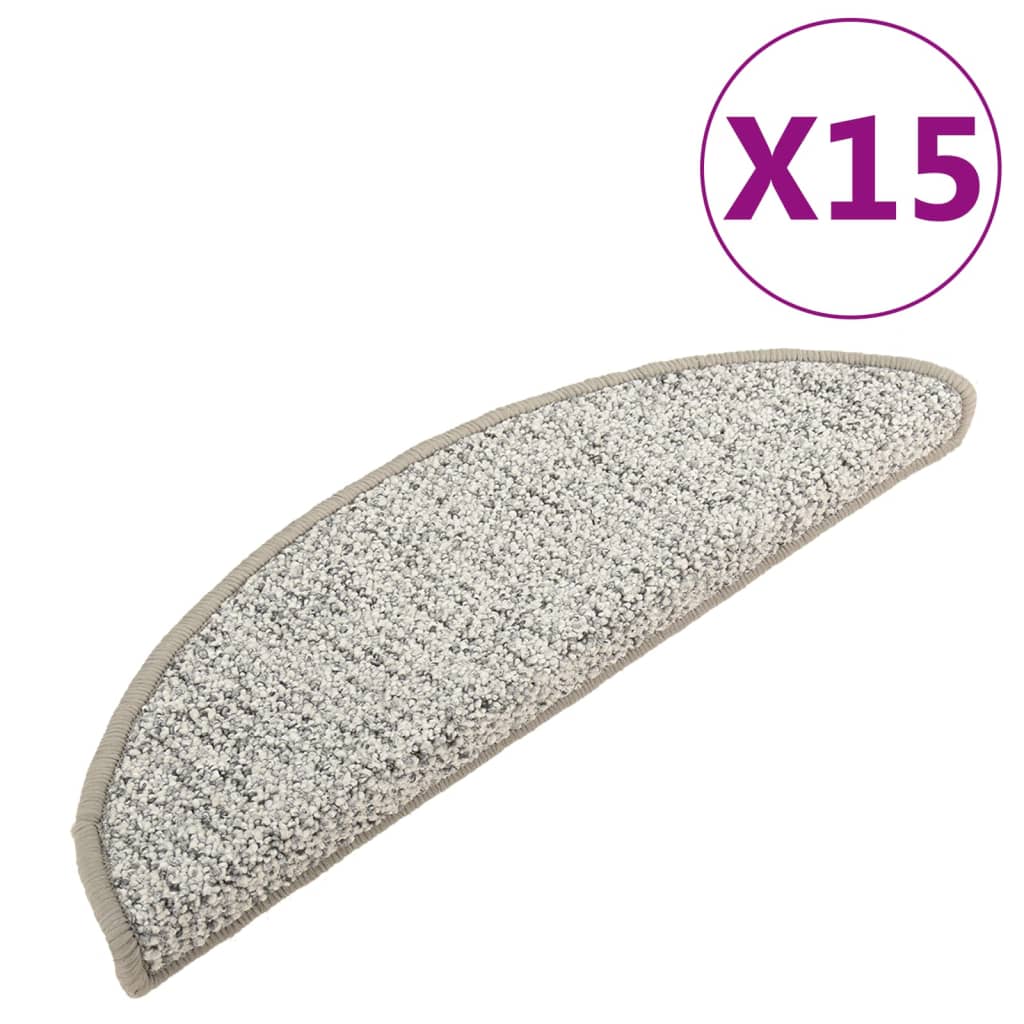 Treppenmatten 15 Stk. Hellgrau 56x17x3 cm