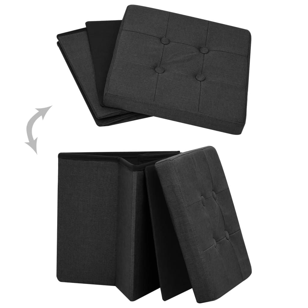 Hocker mit Stauraum Cremeweiß Leinenoptik
