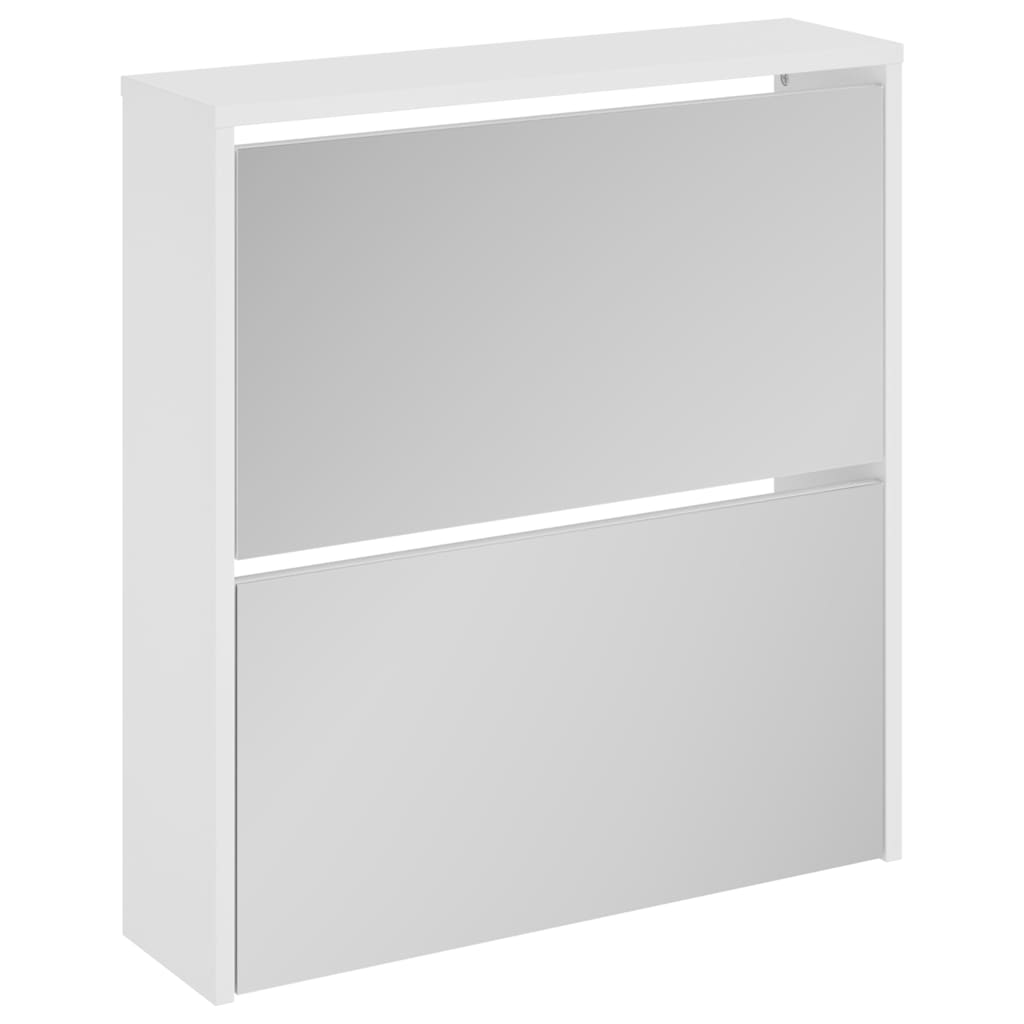 Schuhschrank mit 2 Fächern Spiegel Eiche-Optik 63x17x67 cm