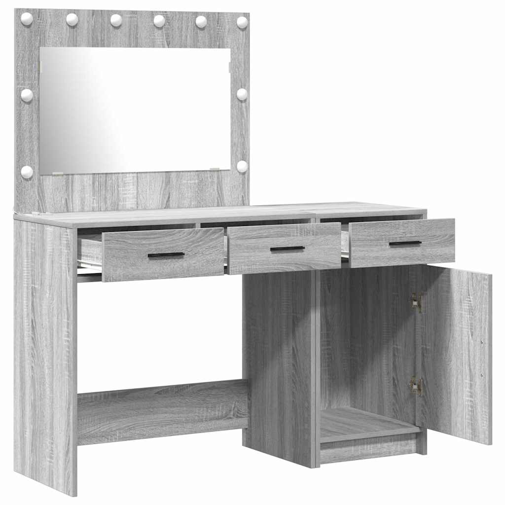 Schminktisch mit Spiegelbeleuchtung 2 pcs Weiß Holzwerkstoff