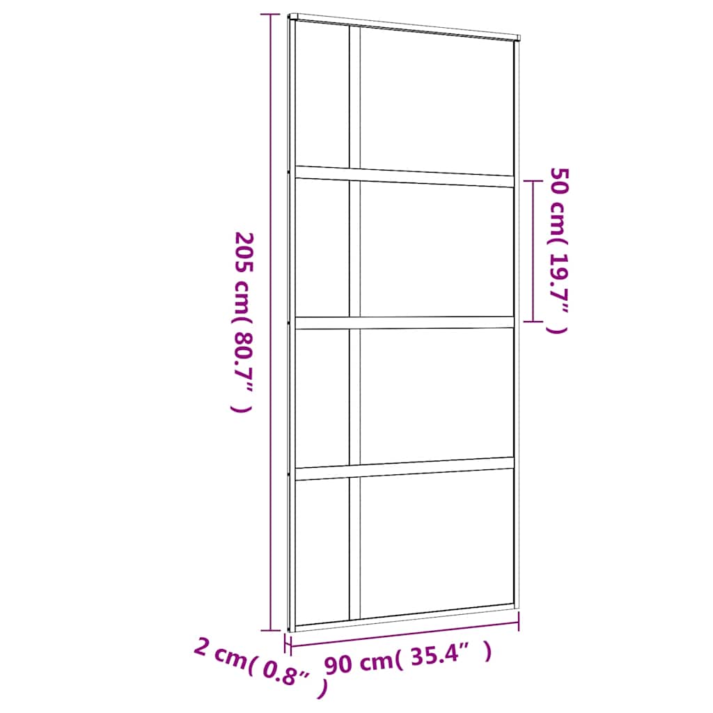Schiebetür ESG-Glas und Aluminium 76x205 cm Schwarz