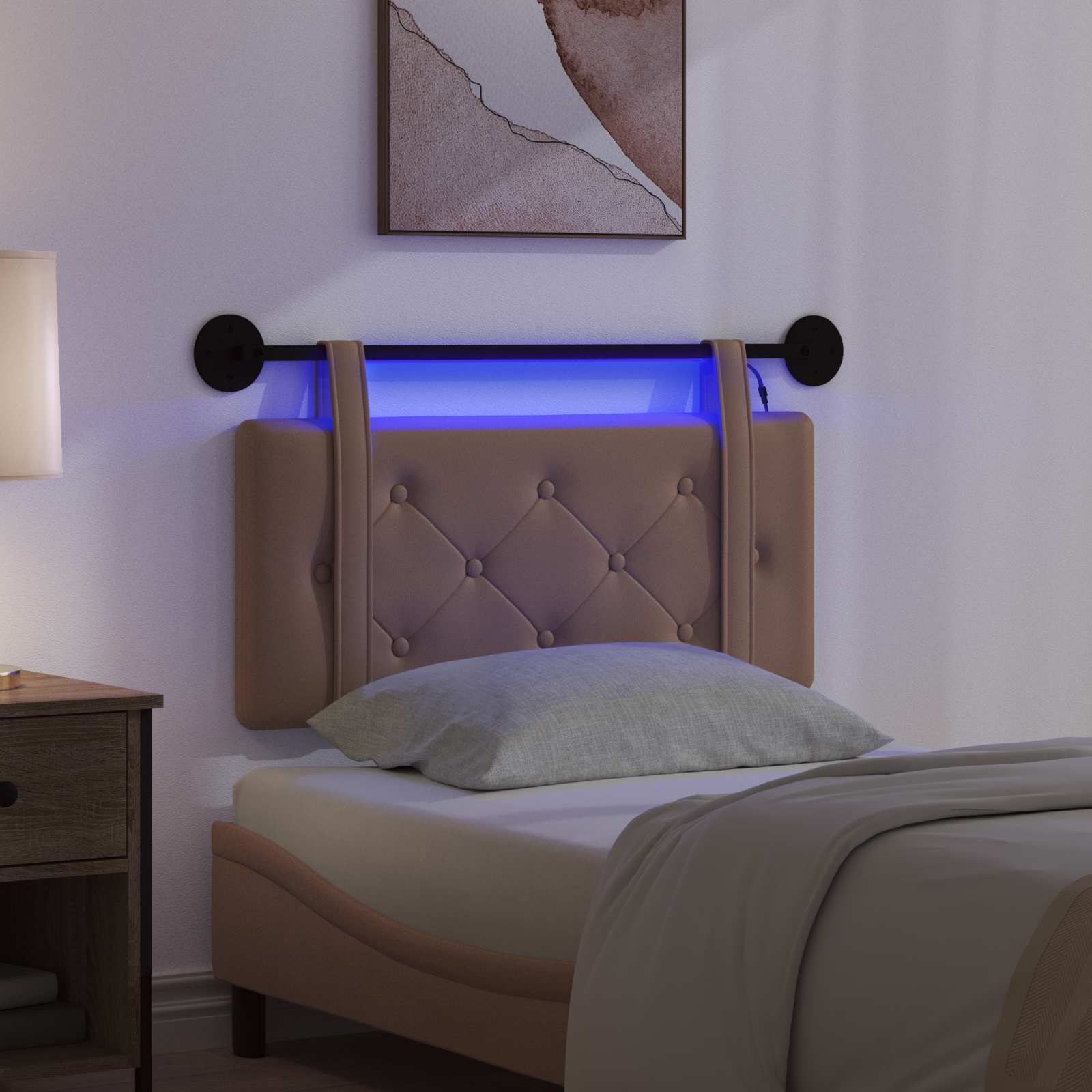 Hängendes Kopfteil Mit LED Licht Creme Kunstleder