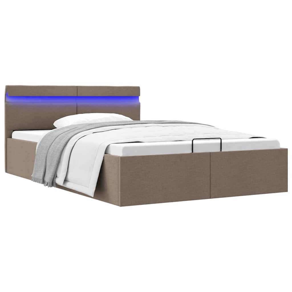 Bett mit Bettkasten Hydraulisch LED Dunkelgrau Stoff 90x200 cm