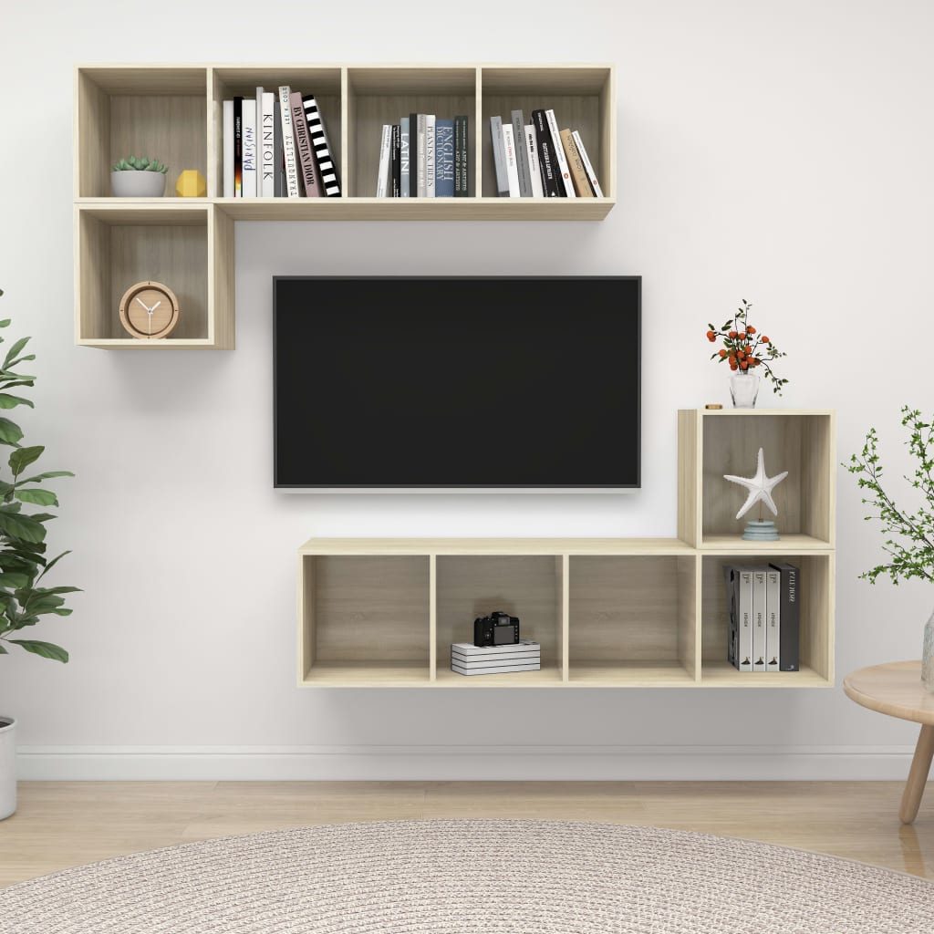 4-tlg. TV-Schrank-Set Weiß Holzwerkstoff