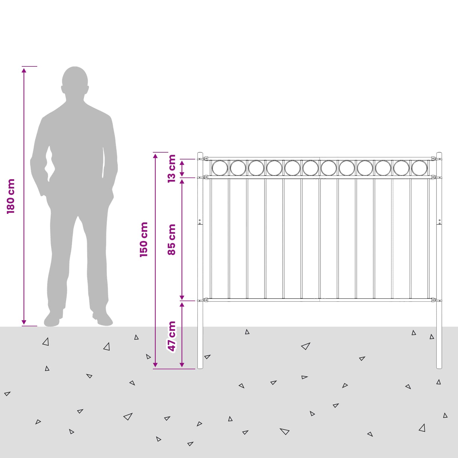 Gartenzaun ASSEN Stahl 1,7 x 0,8 m Schwarz