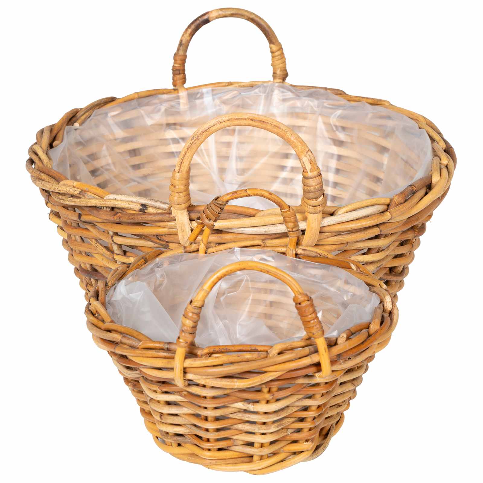 Blumentopfkorb mit Speicher 2 Stk. Natürliches Grau Kubu Rattan