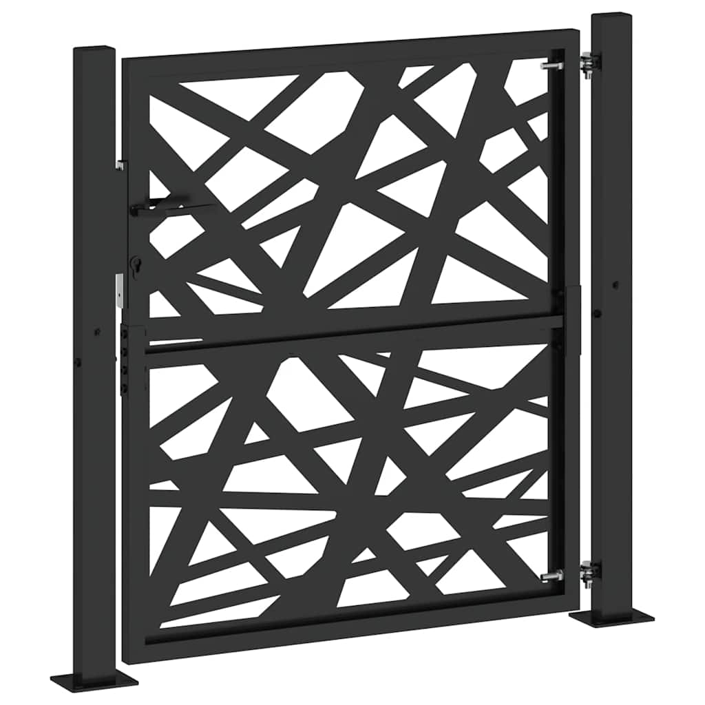 Gartentor Schwarz 100x100 cm Stahl Lichtdesign