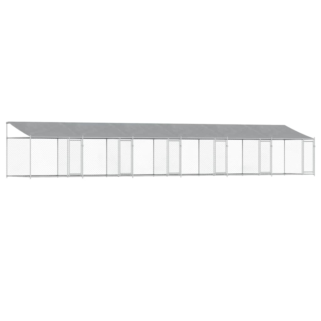 Hundezwinger mit Dach und Tür Grau 2x2x2 m Verzinkter Stahl