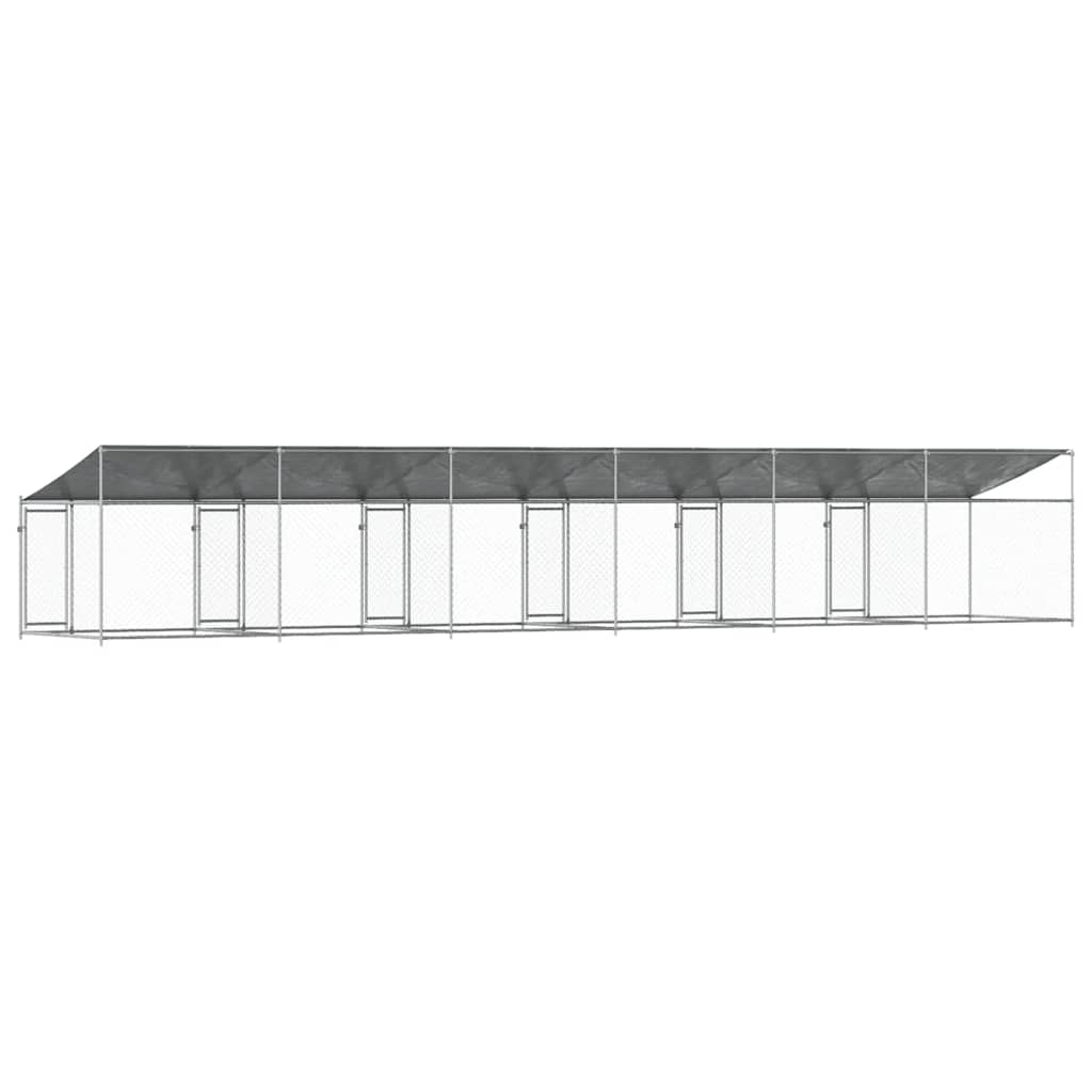 Hundezwinger mit Dach und Tür Grau 2x2x2 m Verzinkter Stahl