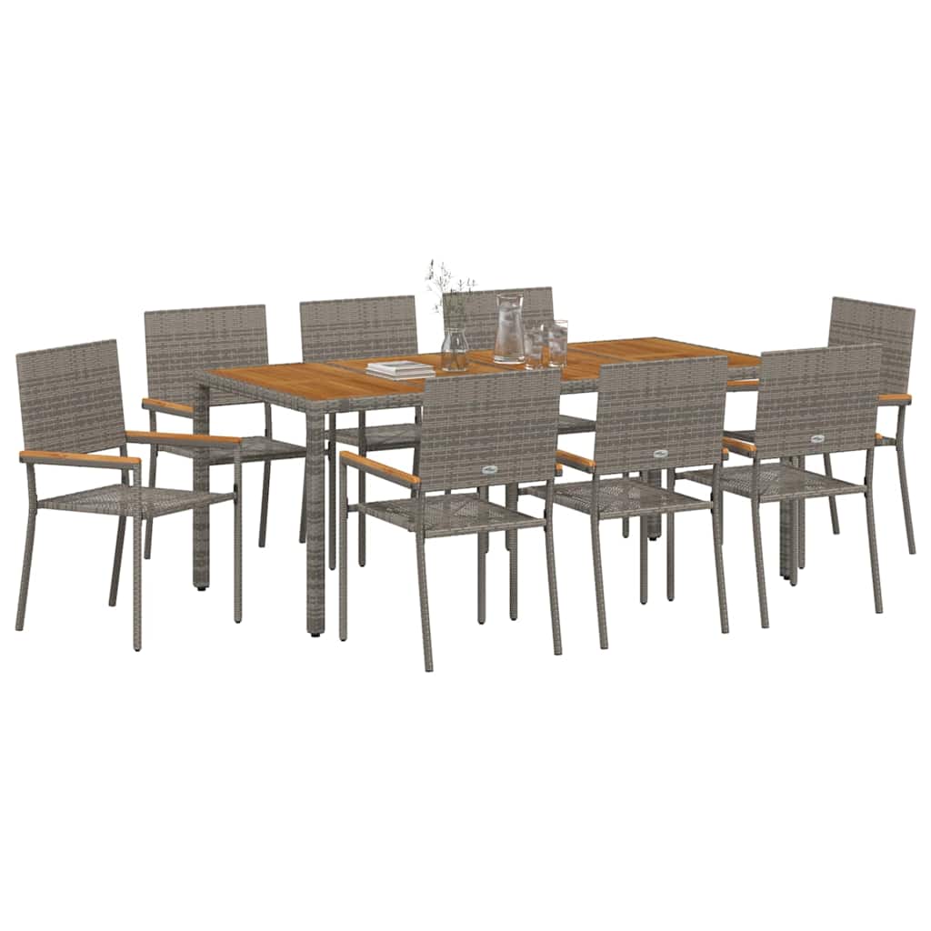 Garten Essgruppe 3 pcs Schwarz Poly-Rattan