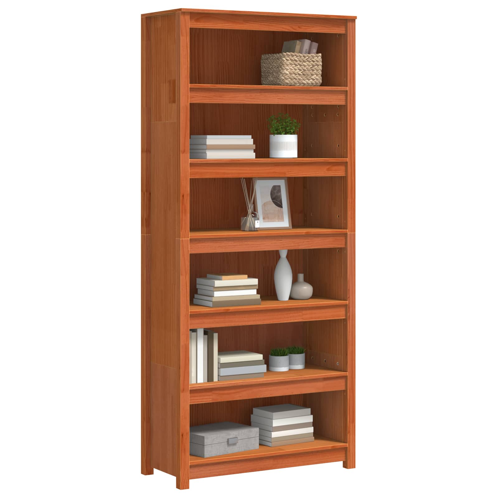 Bücherregal Grau 80x35x68 cm Massivholz Kiefer