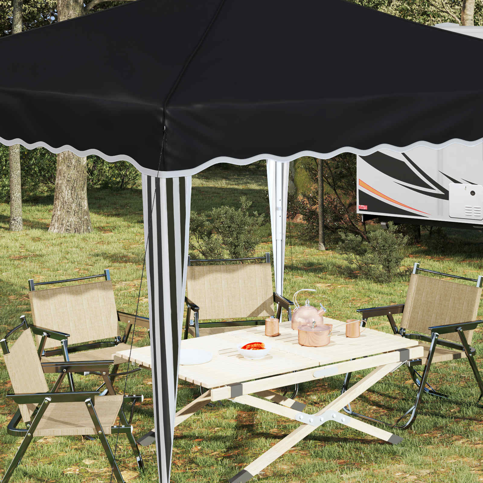 Pop-up Partyzelt 288 x 288 x 245 cm Creme Oxford-Stoff