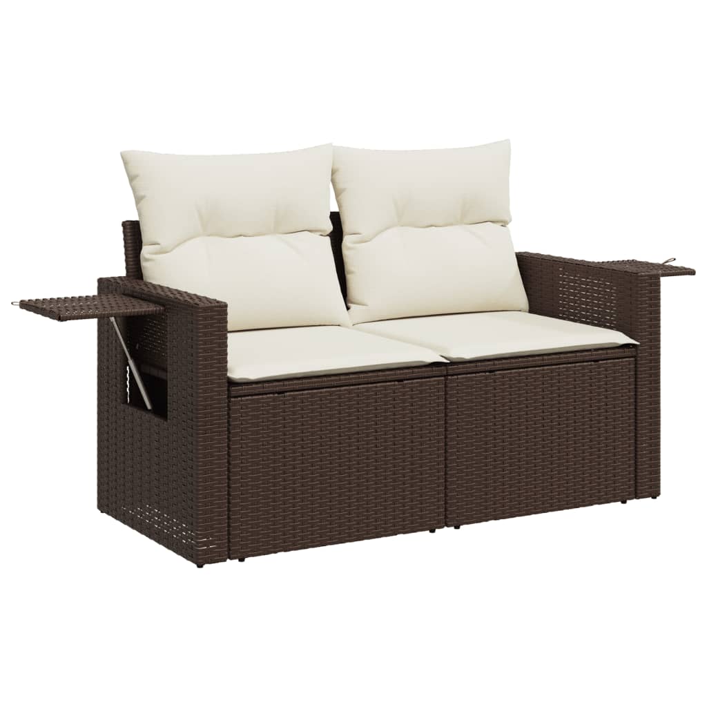 10-tlg. Garten-Sofagarnitur mit Kissen Schwarz Poly Rattan