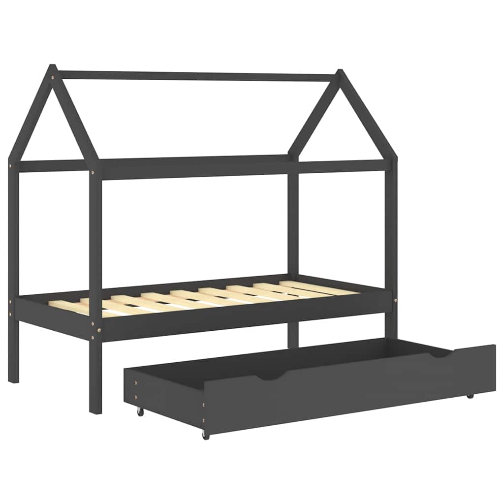 Kinderbett mit Schublade Massivholz Kiefer 70x140 cm