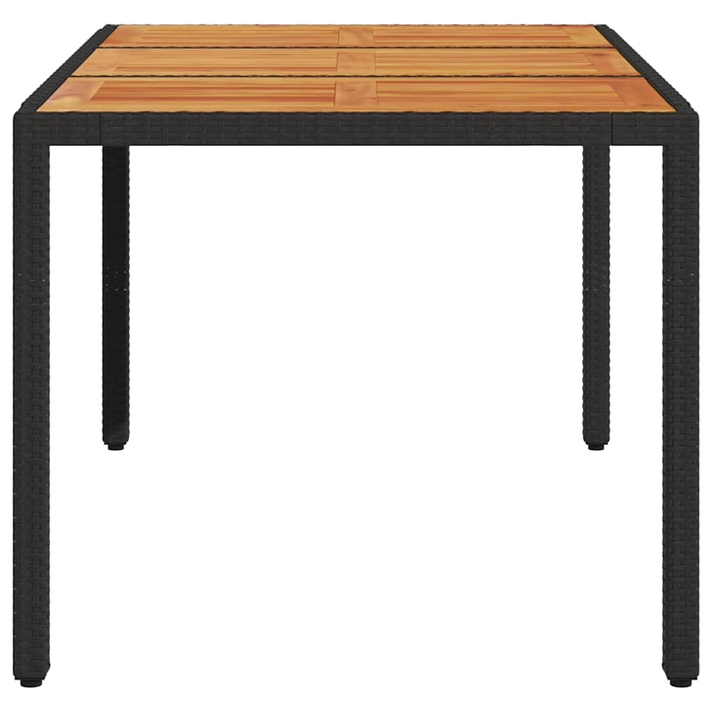 Gartentisch 190x90x75 cm Akazienholz und Poly Rattan Schwarz