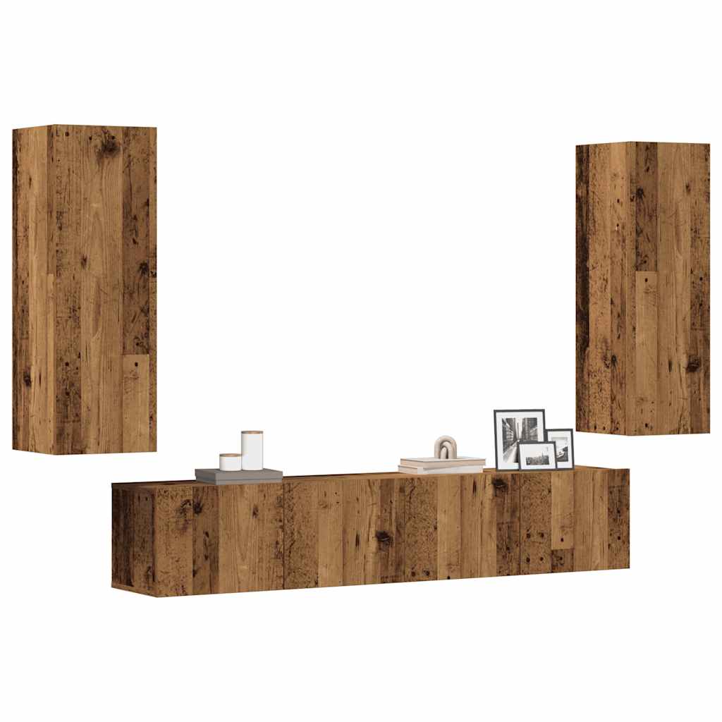 4-tlg. TV-Schrank-Set Weiß Holzwerkstoff