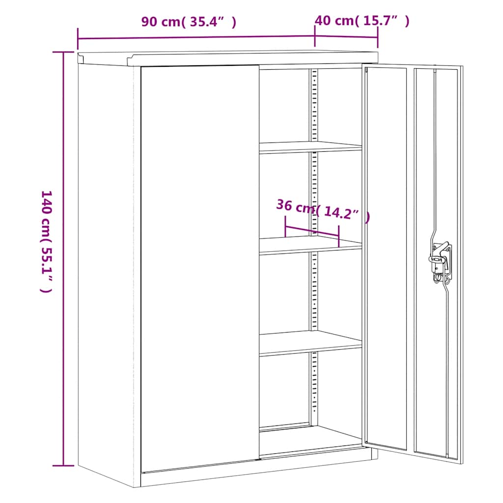 Aktenschrank Weiß 90x40x110 cm Stahl