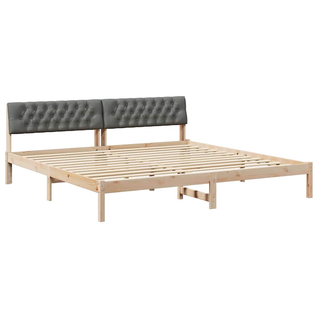 Bettgestell Braun und hellgrau 200 x 200 cm Massivholz Kiefer