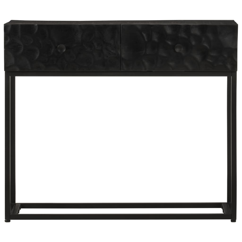Nachttisch Schwarz 40x30x50 cm Massivholz Mango und Eisen