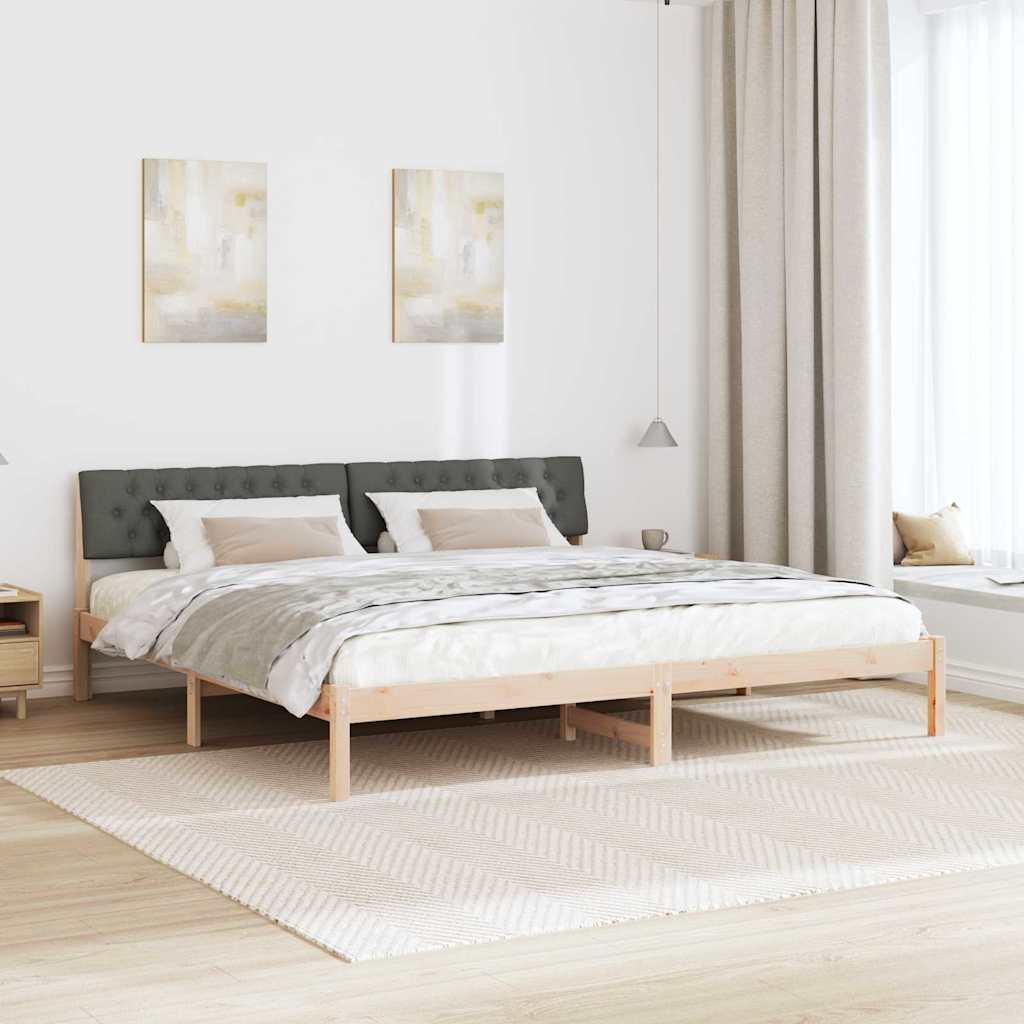 Bettgestell Braun und hellgrau 200 x 200 cm Massivholz Kiefer
