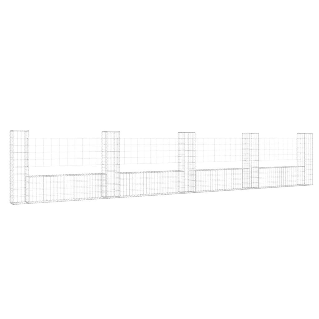 Gabionenkorb U-Form mit 2 Säulen Eisen 140x20x150 cm