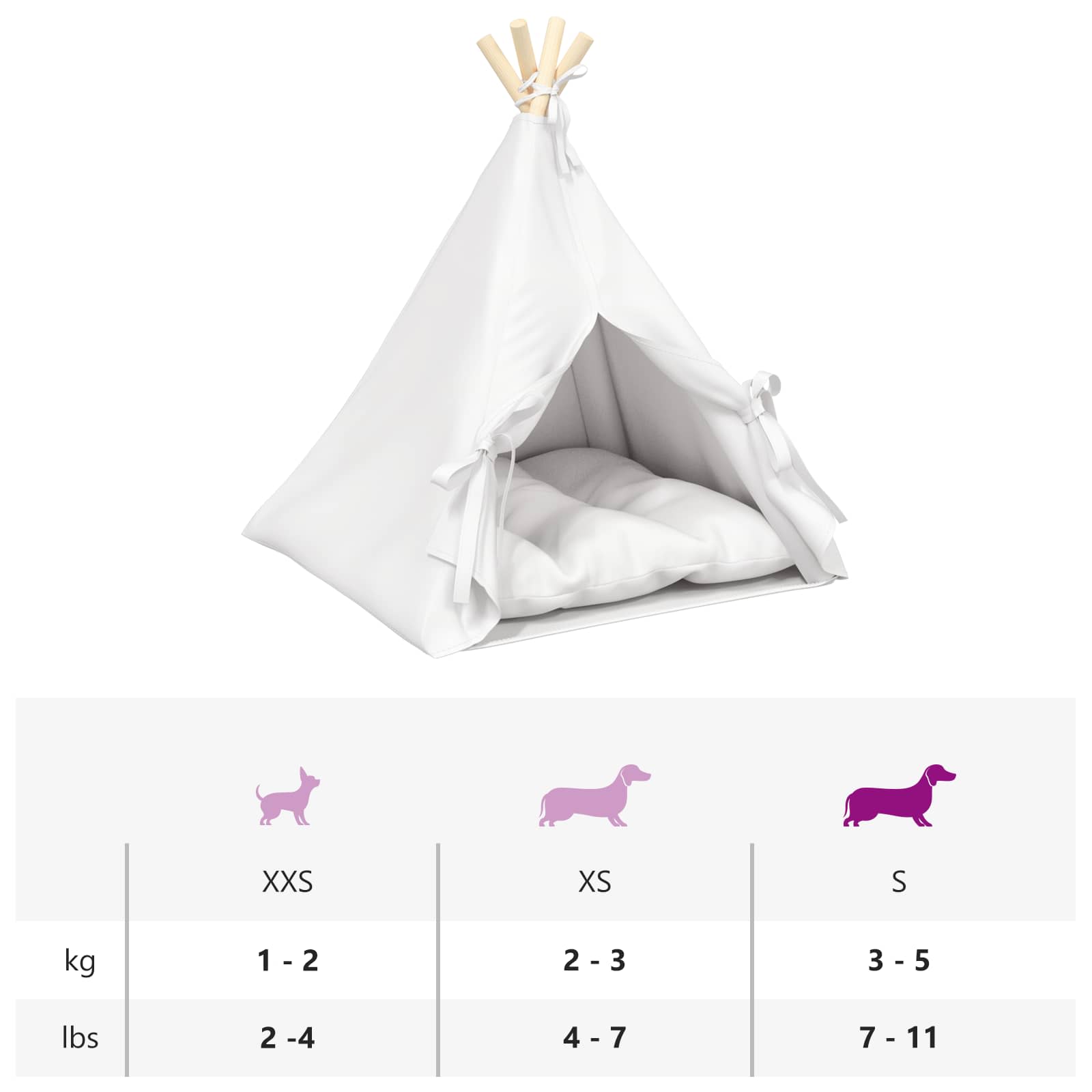 Haustier-Tipi mit Kissen Weiß 40 x 40 x 50 cm Polyester