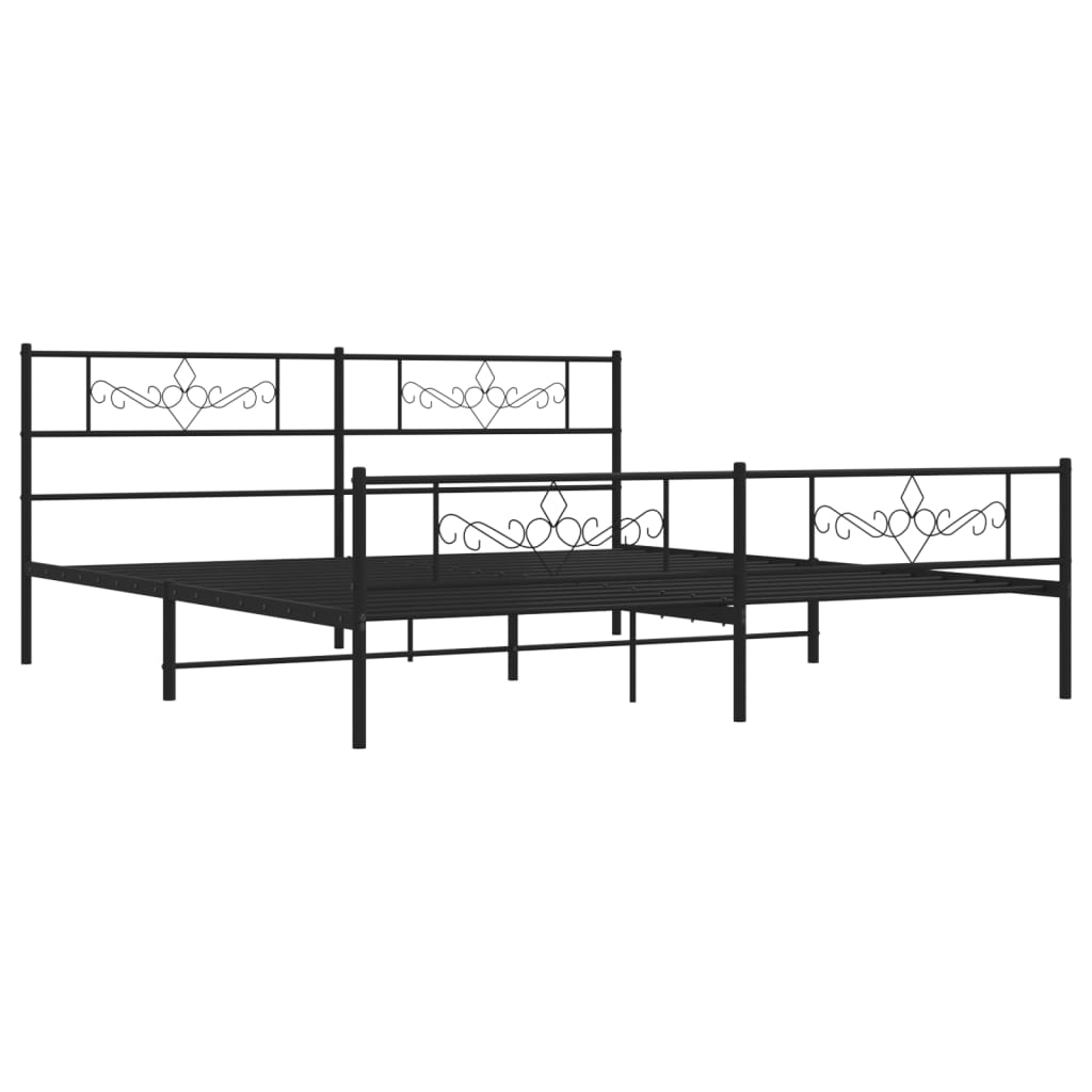 Bettgestell mit Kopfteil Metall Schwarz 100x190 cm