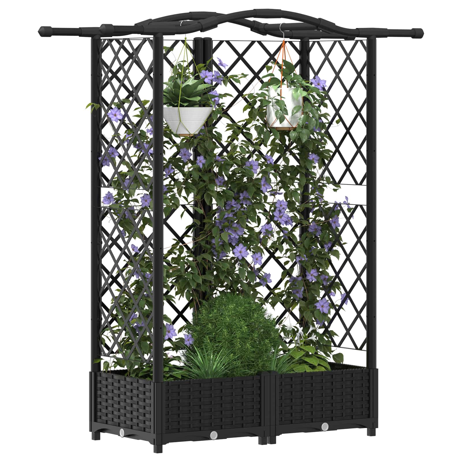 Hochbeet mit Rankgitter und Dach Braun 124 x 40 x 123 cm PP