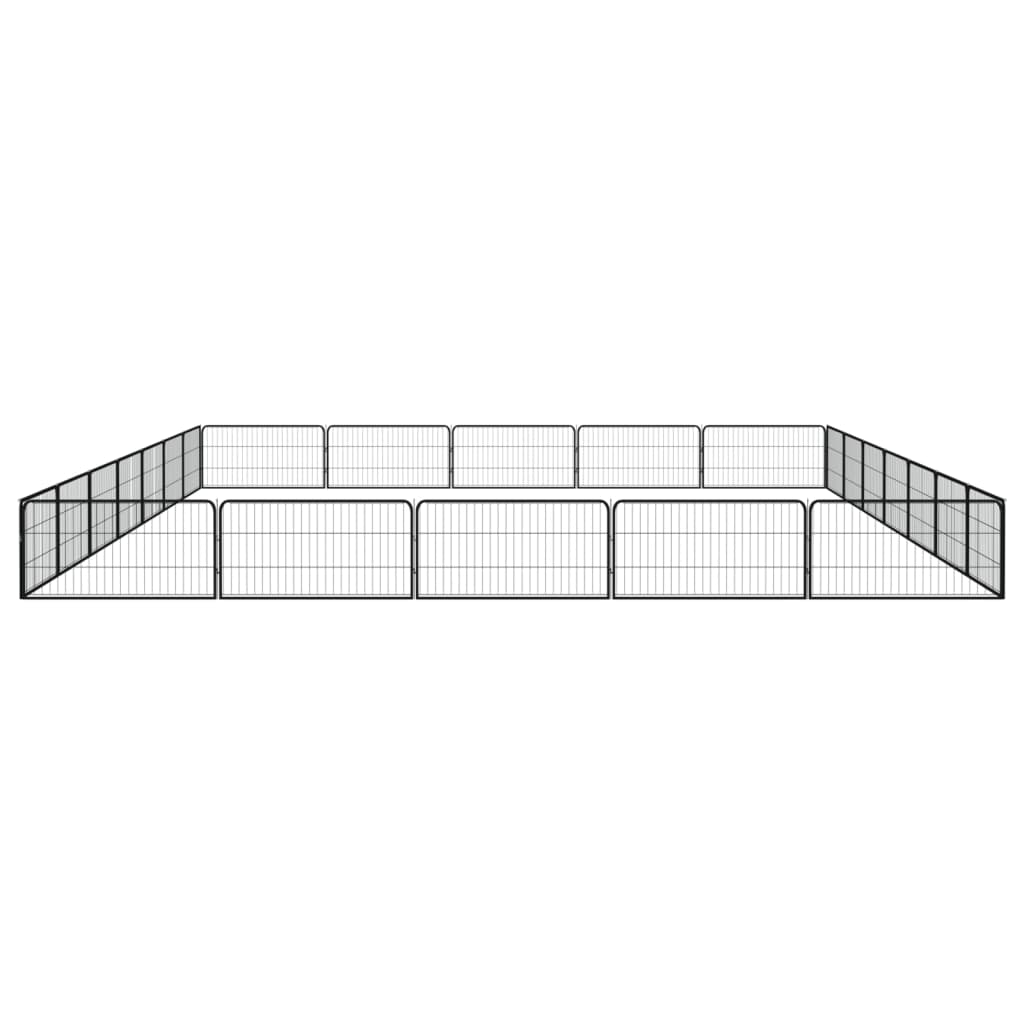 4-tlg. Hundelaufstall Schwarz 100x50cm Stahl Pulverbeschichtung