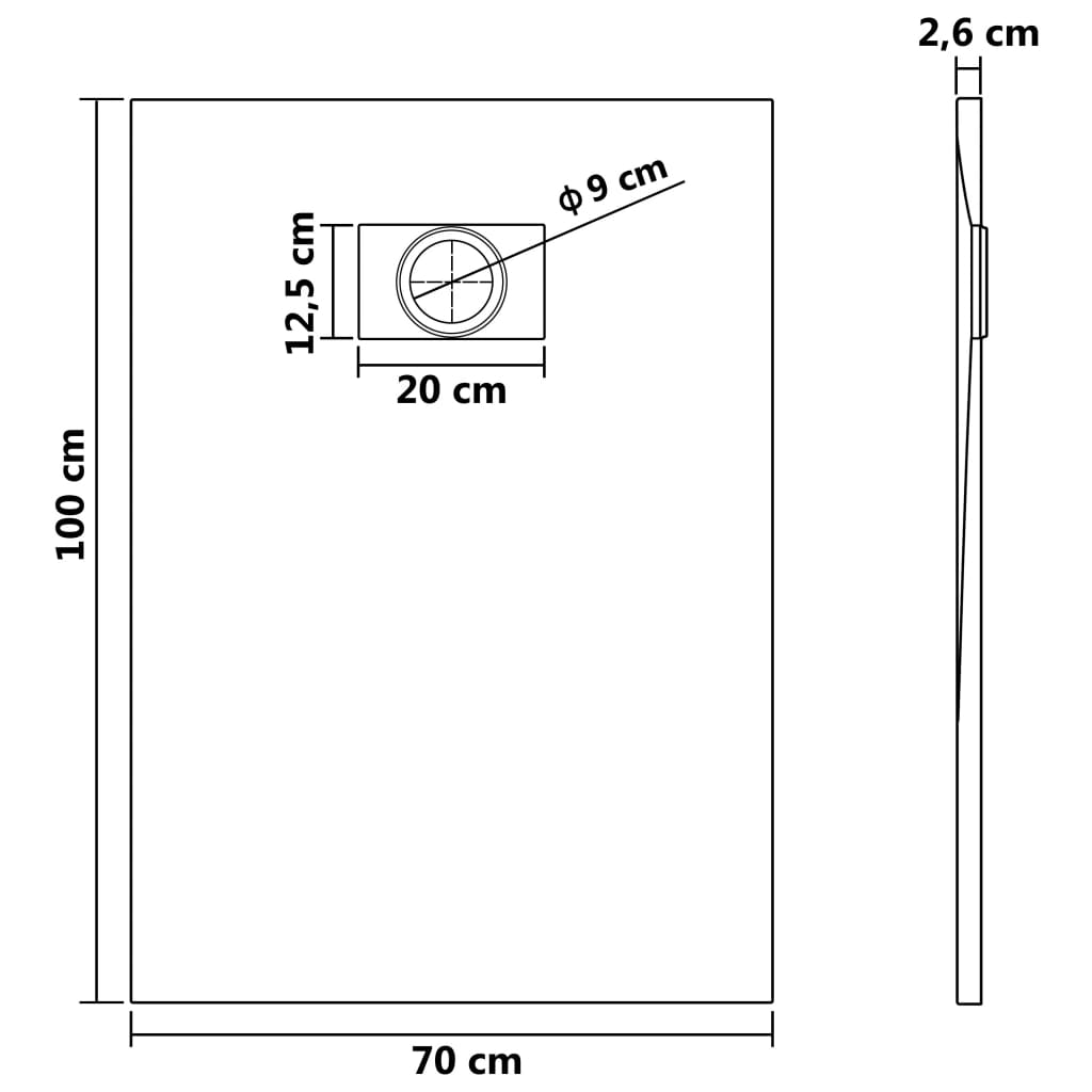 Duschwanne SMC Weiß 120×70 cm