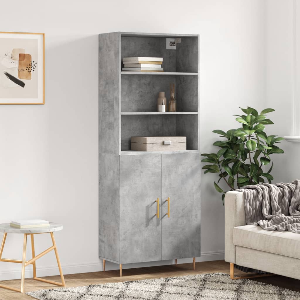 Highboard Hochglanz-Weiß 69,5x34x180 cm Holzwerkstoff