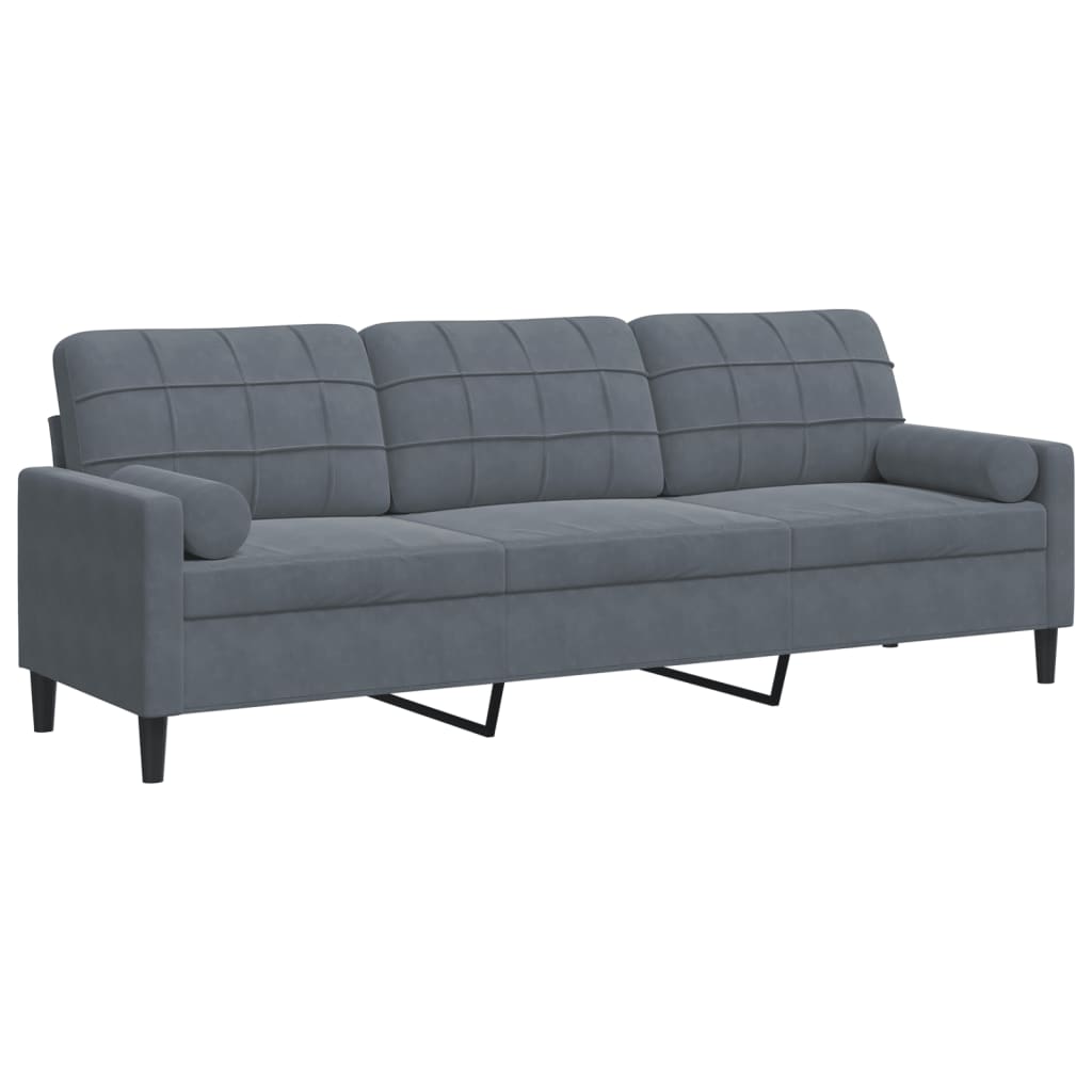 2-Sitzer-Sofa mit Zierkissen Hellgrau 120 cm Samt