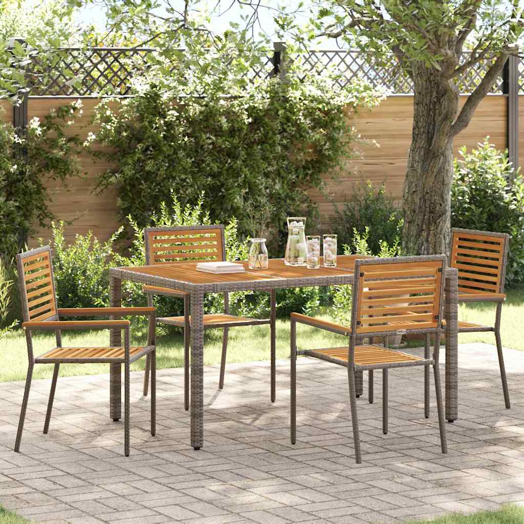 Garten Essgruppe 3 pcs Schwarz und Braun Poly-Rattan