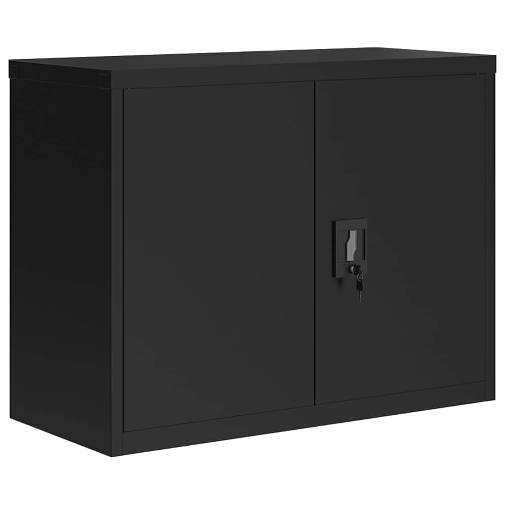 Aktenschrank mit 2 Türen Grau 90 cm Stahl