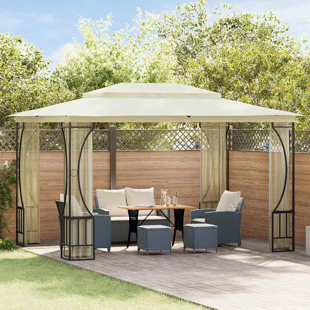 Pavillon mit Netz 300x300x265 cm Creme