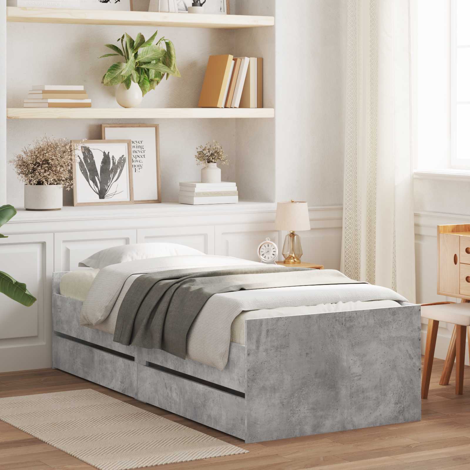 Bett mit Schubladen Braun Eiche-Optik 75x190 cm