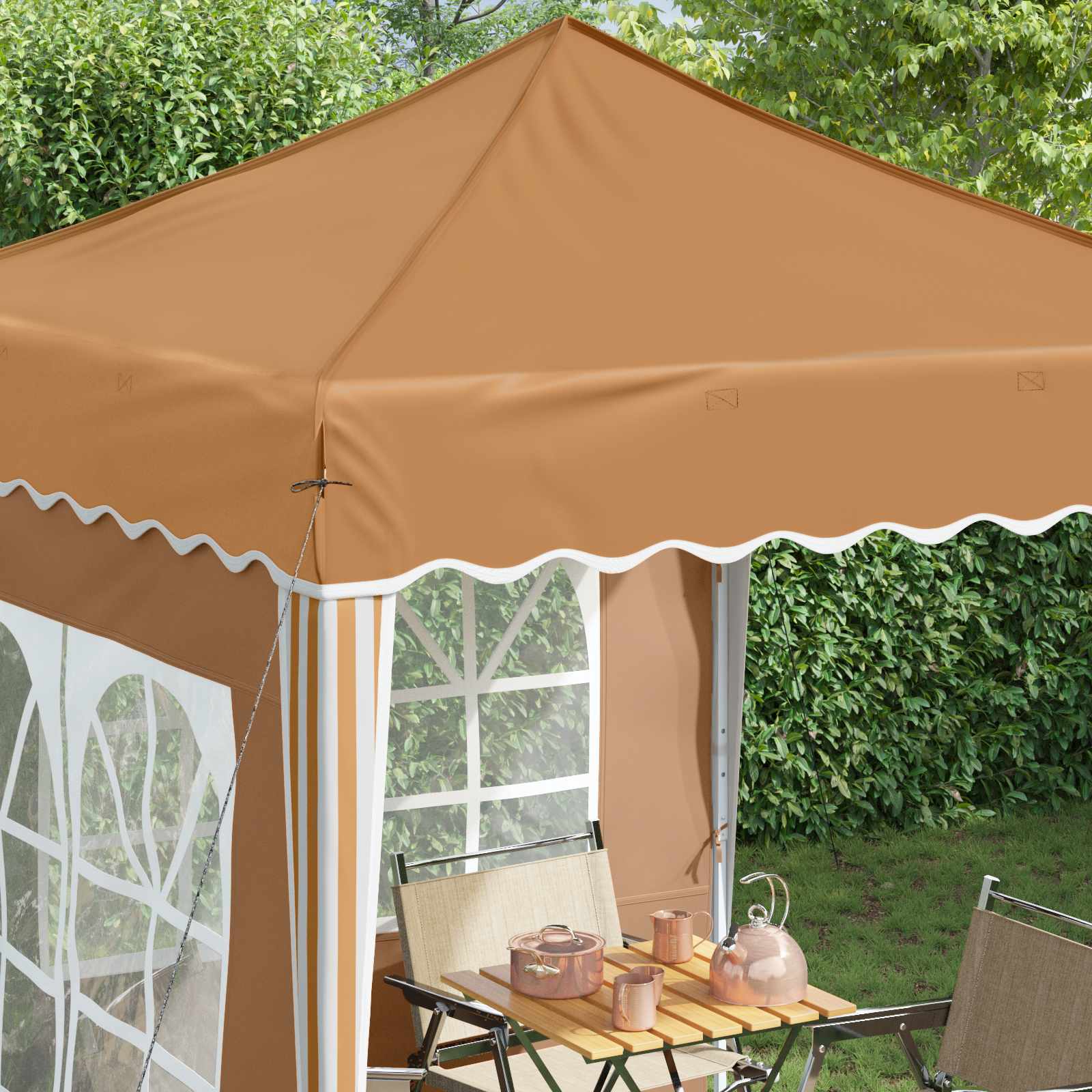 Pop-up Partyzelt 195 x 195 x 245 cm Creme Oxford-Stoff