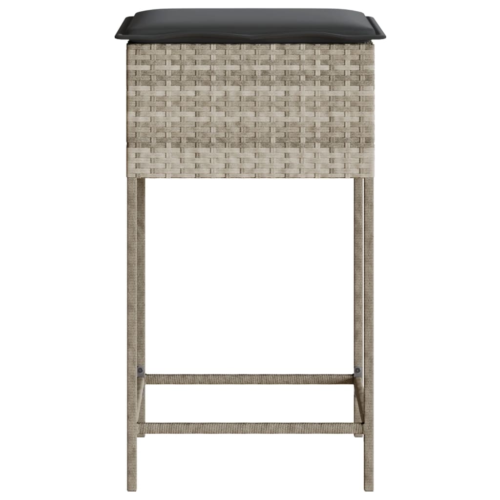 Garten-Barhocker mit Kissen 2 Stk. Schwarz Poly Rattan