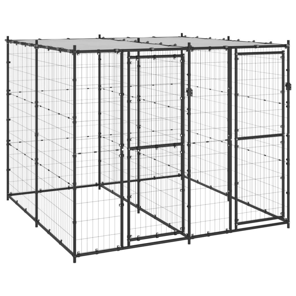 Outdoor-Hundezwinger Stahl mit Überdachung 110x220x180 cm