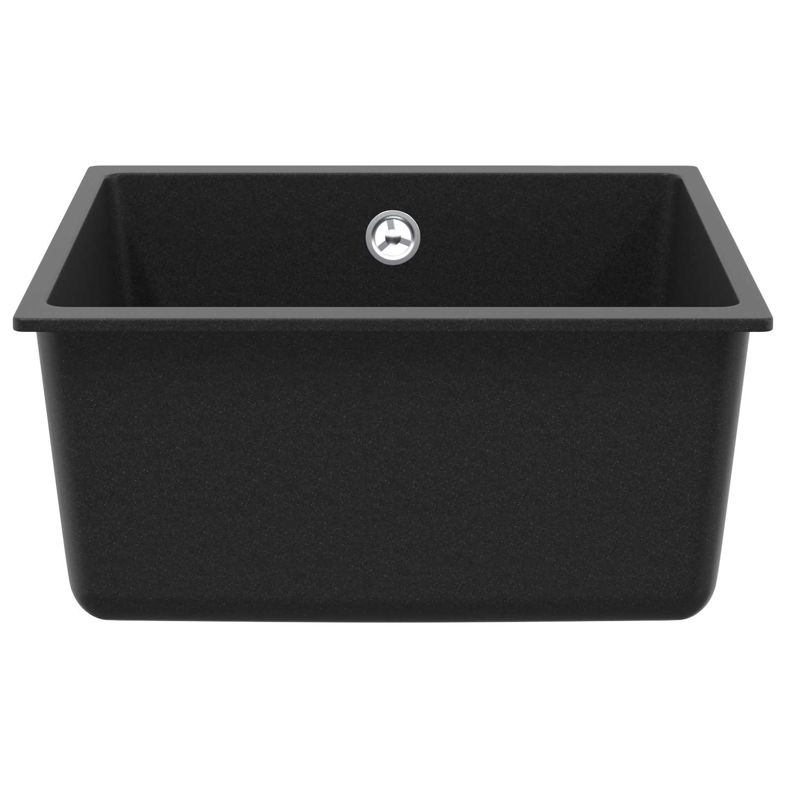 Waschbecken Schwarz 370 x 460 mm 80% Quarz und 20% Harz