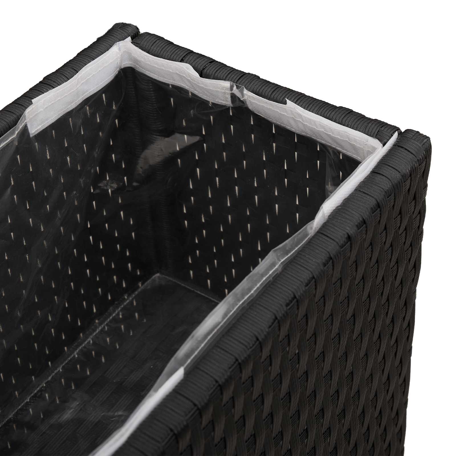 Hoher Pflanzkübel Schwarz 55 x 22 x 70 cm Poly-Rattan
