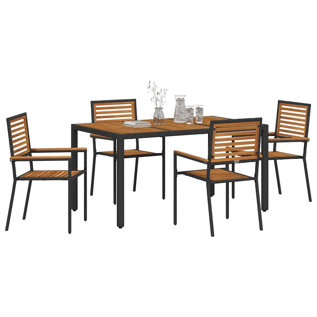 Garten Essgruppe 3 pcs Schwarz und Braun Poly-Rattan